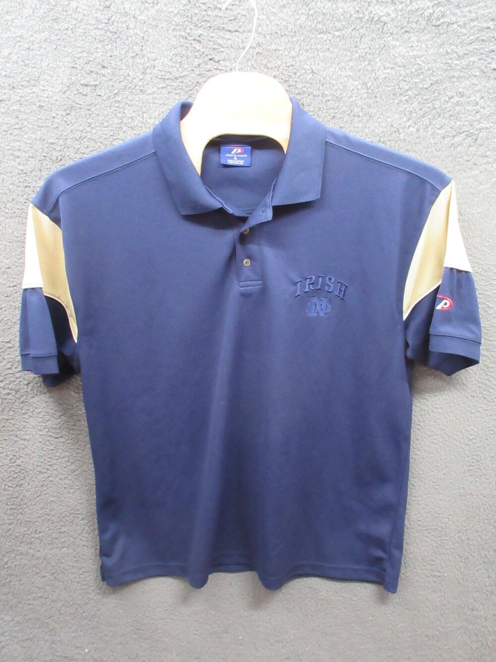 Vintage Notre Dame Pro Player Shirt Mens XL Blue Fighting Irish Logo Polo